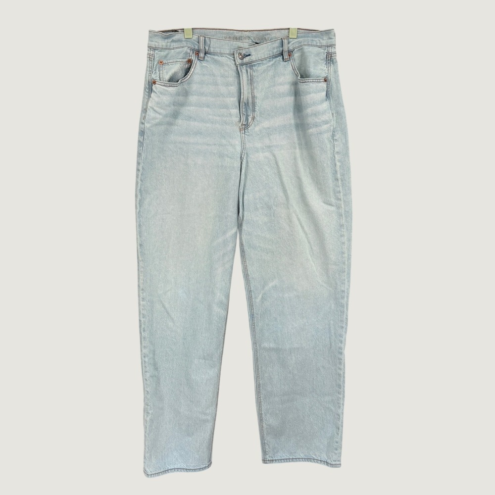 American Eagle Strigid Highest Rise Crossover Baggy Straight Jeans Size 18 Long - Picture 2 of 10